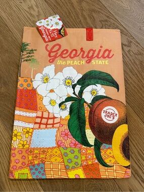 Trader Joe's Georgia The Peach State “Hey ya’ll” Reusable Shopping Bag - Peach